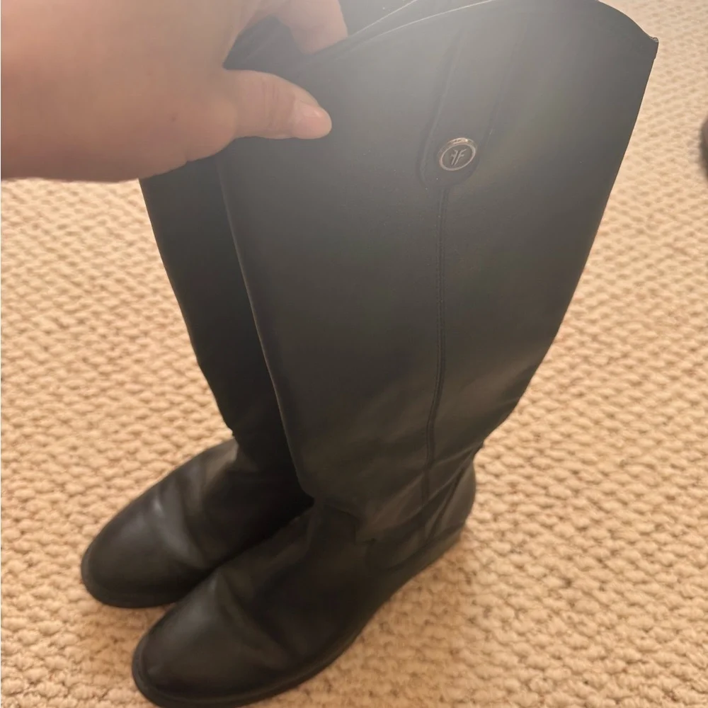 Frye Melissa Button Classic Women's Black Leather Knee-High Boots